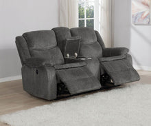 Load image into Gallery viewer, Charcoal - Jennings Upholstered Power Loveseat With Console Charcoal
