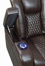 Load image into Gallery viewer, Delangelo Motion Collection - Brown - Delangelo Power^2 Loveseat With Drop-down Table Brown