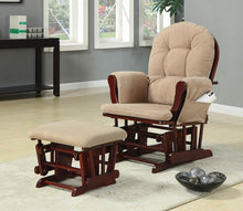 Load image into Gallery viewer, Living Room : Gliders - Beige - Upholstered Glider Rocker With Ottoman Tan