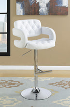 Load image into Gallery viewer, Rec Room/bar Stools: Height Adjustable - White - 29" Adjustable Height Bar Stool Chrome And White