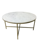 Load image into Gallery viewer, Living Room: Occasional Tables - Round X-cross Coffee Table White And Gold