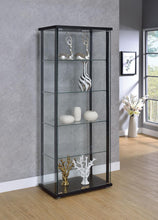 Load image into Gallery viewer, 5-shelf Glass Curio Cabinet Black And Clear
