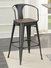 Load image into Gallery viewer, Wooden Seat Bar Stools Dark Elm And Matte Black (Set of 2)