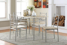 Load image into Gallery viewer, Dining: Packaged Sets: Metal - 5-piece Rectangular Dining Set Brushed Silver