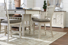 Load image into Gallery viewer, Bolanburg - Antique White - 5 Pc. - Rectangular Dining Room Counter Table, 4 Upholstered Barstools