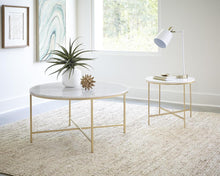 Load image into Gallery viewer, Living Room: Occasional Tables - Round X-cross Coffee Table White And Gold