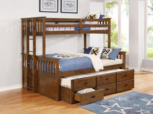 Load image into Gallery viewer, Atkin Bunk Bed - Atkin Twin Extra Long Over Queen 3-drawer Bunk Bed Weathered Walnut