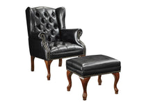 Load image into Gallery viewer, Accents : Chairs - Black - Button Tufted Back Accent Chair With Ottoman Black And Espresso