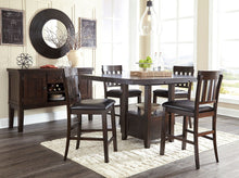 Load image into Gallery viewer, Haddigan - Dark Brown - 5 Pc. - Rectangular Dining Room Counter Extension Table, 4 Upholstered Barstools