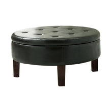 Load image into Gallery viewer, Dark Brown - Round Tufted Upholstered Storage Ottoman Dark Brown