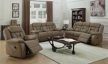 Load image into Gallery viewer, Higgins Motion Collection - Tan - Higgins Pillow Top Arm Motion Loveseat With Console Tan