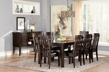 Load image into Gallery viewer, Haddigan - Dark Brown - 7 Pc. - Rectangular Dining Room Extension Table, 6 Upholstered Side Chairs