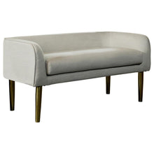 Load image into Gallery viewer, Light Grey - Low Back Upholstered Bench Light Grey And Gold