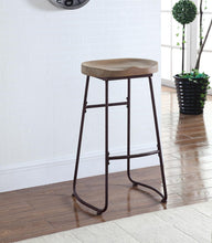 Load image into Gallery viewer, Backless Bar Stool Driftwood And Dark Bronze