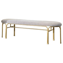 Load image into Gallery viewer, Grey - Upholstered Accent Bench With Metal Leg Grey And Gold