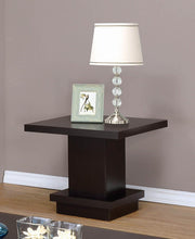 Load image into Gallery viewer, Living Room: Wood Top Occasional Tables - Pedestal Square End Table Cappuccino