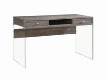 Load image into Gallery viewer, Dobrev Collection - Dobrev 2-drawer Writing Desk Weathered Grey And Clear