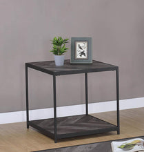 Load image into Gallery viewer, Meagan Chevron End Table Rustic Grey Herringbone