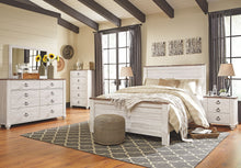 Load image into Gallery viewer, Willowton - Whitewash - 5 Pc. - Dresser, Mirror, Queen Panel Bed