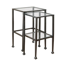 Load image into Gallery viewer, 2-piece Glass Top Nesting Tables Black