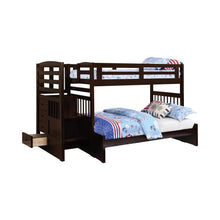 Load image into Gallery viewer, Dublin Bunk Bed - Dublin 4-storage Twin Over Full Bunk Bed With Staircase Cappuccino