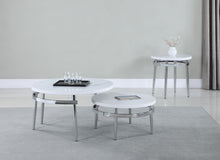 Load image into Gallery viewer, Round End Table White And Chrome