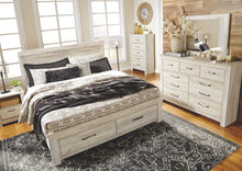 Load image into Gallery viewer, Bellaby - Whitewash - 6 Pc. - Dresser, Mirror, King Platform Bed with 2 Storage Drawers