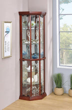 Load image into Gallery viewer, 6-shelf Corner Curio Cabinet Medium Brown