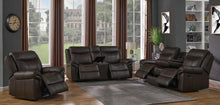 Load image into Gallery viewer, Sawyer Motion Collection - Cocoa - Sawyer Transitional Brown Three-piece Living Room Set