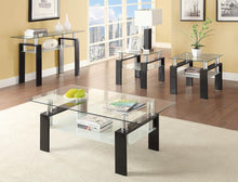 Load image into Gallery viewer, Living Room: Glass Top Occasional Tables - Tempered Glass Sofa Table With Shelf Black