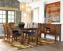 Load image into Gallery viewer, Ralene - Medium Brown - 8 Pc. - Rectangular Dining Room Butterfly Extension Table, 6 Upholstered Side Chairs, Server