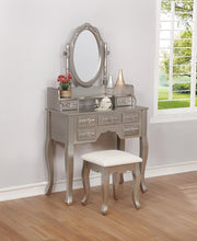 Load image into Gallery viewer, White - 2-piece Vanity Set Metallic Silver And White