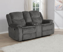 Load image into Gallery viewer, Charcoal - Jennings Upholstered Power Loveseat With Console Charcoal
