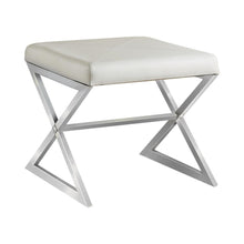 Load image into Gallery viewer, Accents : Ottomans - White - X-cross Square Ottoman White And Chrome