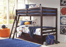Load image into Gallery viewer, Halanton - Dark Brown - Twin over Twin Bunk Bed with 1 Large Storage Drawer