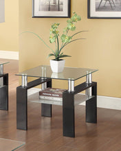 Load image into Gallery viewer, Living Room: Glass Top Occasional Tables - Tempered Glass End Table With Shelf Black
