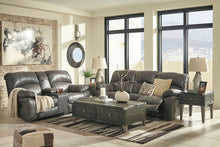Load image into Gallery viewer, Dunwell - Driftwood - 3 Pc. - Power Reclining Sofa with Adjustable Headrest, Power Reclining Loveseat with CON/Adjustable Headrest, Power Rocker Reclining with Adjustable Headrest