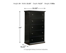 Load image into Gallery viewer, Maribel - Black - Five Drawer Chest