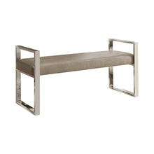 Load image into Gallery viewer, Champagne - Upholstered Bench Champagne And Chrome