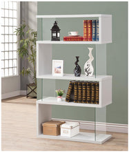 Load image into Gallery viewer, Home Office : Bookcases - 4-tier Bookcase White Glossy And Clear
