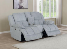 Load image into Gallery viewer, Grey - Waterbury Upholstered Power Loveseat With Console Grey