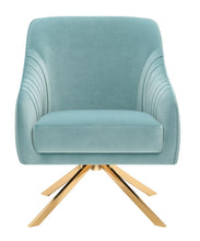 Load image into Gallery viewer, Aqua - Sloped Arm Upholstered Accent Chair Light Teal And Brass