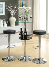 Load image into Gallery viewer, Rec Room/ Bar Tables: Chrome/glass - Glass Top Bar Table With Wine Storage Black And Chrome