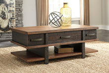 Load image into Gallery viewer, Mitchiner - Fog - 5 Pc. - Reclining Sofa with Drop Down Table, Double Reclining Loveseat with Console, Stanah Lift Top Cocktail Table, End Table, Chair Side End Table