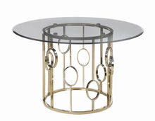 Load image into Gallery viewer, Lindsey Round Glass Top Dining Table Sunny Gold