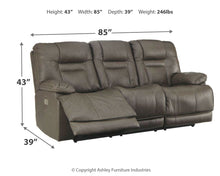 Load image into Gallery viewer, Wurstrow - Smoke - PWR REC Sofa with ADJ Headrest