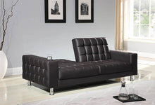 Load image into Gallery viewer, Living Room : Sofa Beds - Dark Brown - Pacheco Adjustable Sofa Bed With Cup Holders Dark Brown