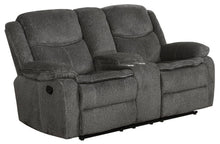 Load image into Gallery viewer, Charcoal - Jennings Upholstered Motion Loveseat With Console Charcoal