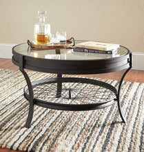 Load image into Gallery viewer, Living Room : Industrial/rustic Occasional Tables - Round Glass Top Coffee Table Black