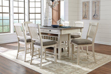 Load image into Gallery viewer, Bolanburg - Antique White - 7 Pc. - Rectangular Dining Room Counter Table, 6 Upholstered Barstools